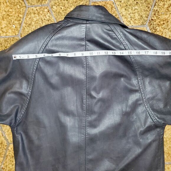 VTG Gino De Giorgio Black Leather Duster Jacket Oversize Fall Overcoat - Picture 10 of 12